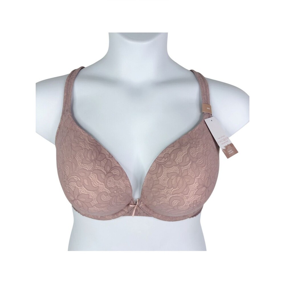 NWT Cacique Boost Plunge Push Up Bra sz 40C * Mauve Pink Paisley Lace Overlay